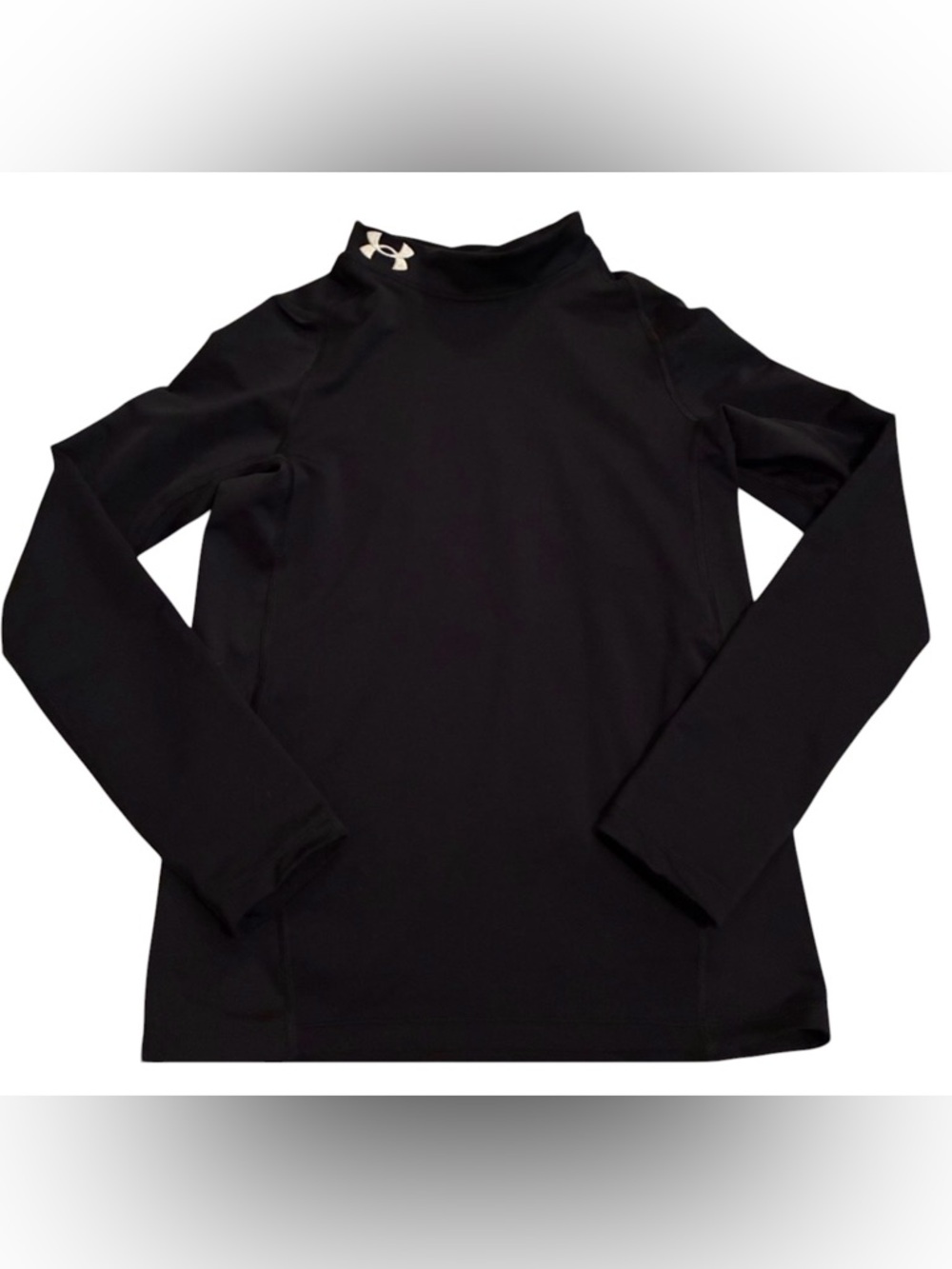 Under Armour Kids Black Mock Long Sleeve Fitted Coldgear Base layer